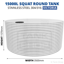 15000 Litre Squat Round Stainless Steel Water Tank (Victoria)
