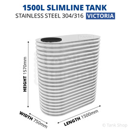 1500 Litre Slimline Stainless Steel Water Tank (Victoria)