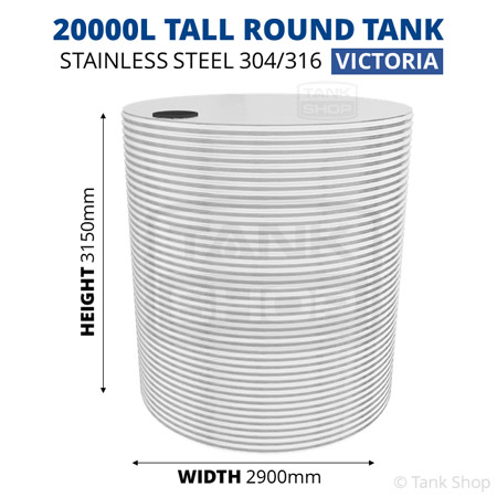 20000l round water tank dimensions