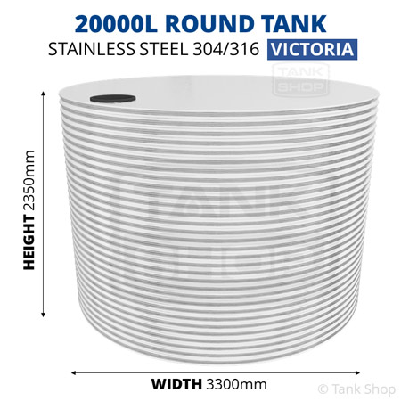 20000 Litre Round Stainless Steel Water Tank (Victoria)