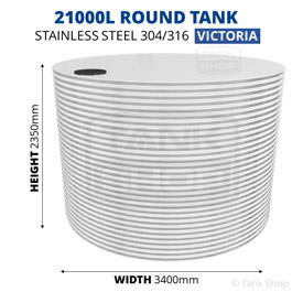 21000 Litre Round Stainless Steel Water Tank (Victoria)