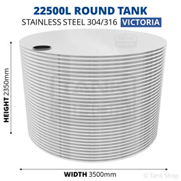 22500 Litre Round Stainless Steel Water Tank (Victoria) - 3500x2350mm