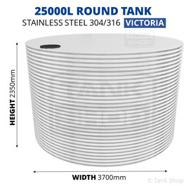 25000 Litre Round Stainless Steel Water Tank (Victoria)