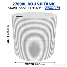 27000 Litre Round Stainless Steel Water Tank (Victoria)