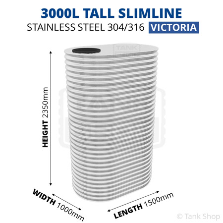 3000l slimline water tank dimensions