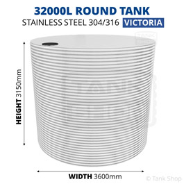 32000 Litre Round Stainless Steel Water Tank (Victoria)