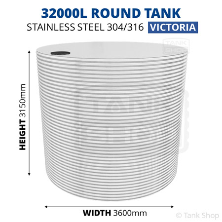 32000 Litre Round Stainless Steel Water Tank (Victoria)
