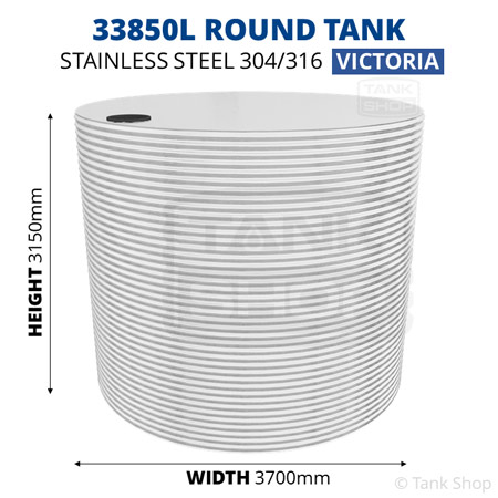 33850l round water tank dimensions