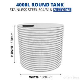4000 Litre Round Stainless Steel Water Tank (Victoria)