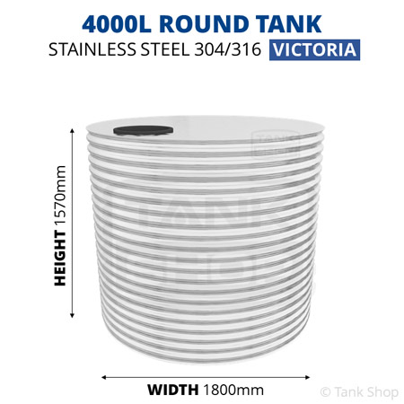 4000l round water tank dimensions