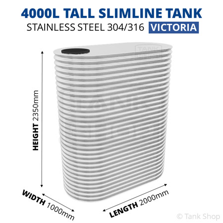4000l slimline water tank dimensions