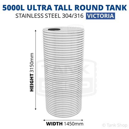 5000l round water tank dimensions