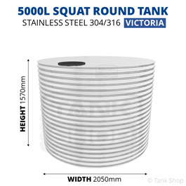 5000 Litre Squat Round Stainless Steel Water Tank (Victoria)