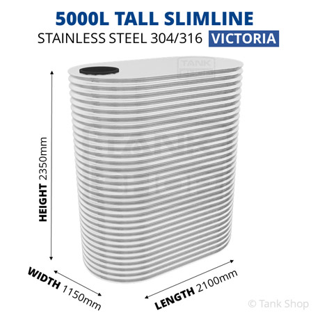 5000l slimline water tank dimensions