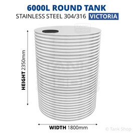 6000 Litre Round Stainless Steel Water Tank (Victoria)