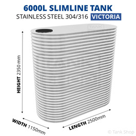6000 Litre Slimline Stainless Steel Water Tank (Victoria)