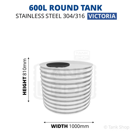 600l round water tank dimensions