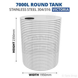 7000 Litre Round Stainless Steel Water Tank (Victoria)