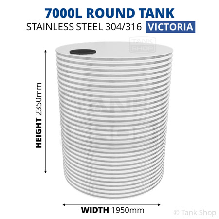 7000l round water tank dimensions