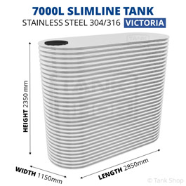 7000 Litre Slimline Stainless Steel Water Tank (Victoria)