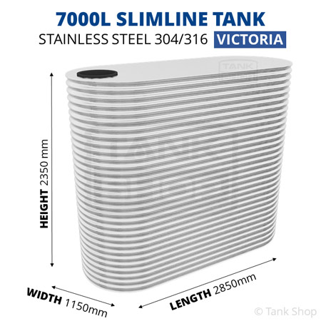 7000 Litre Slimline Stainless Steel Water Tank (Victoria)