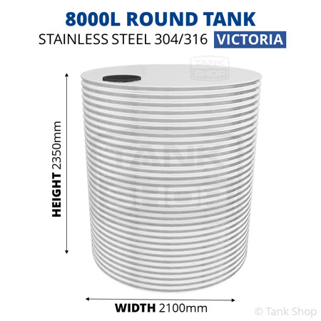 8000l round water tank dimensions