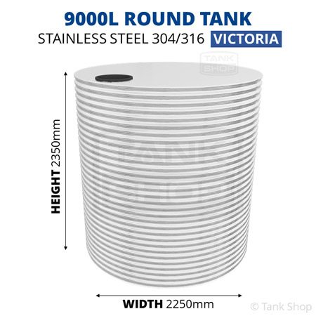 9000l round water tank dimensions