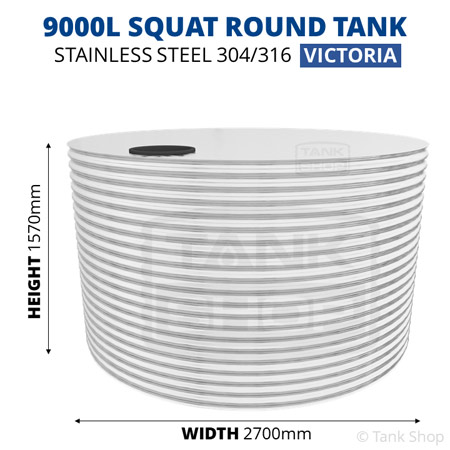 9000l round water tank dimensions