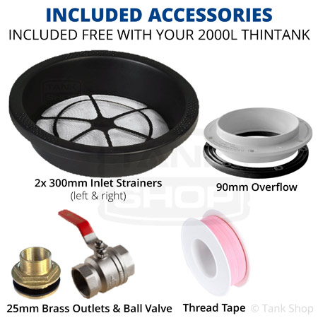 Accessories included with your 2000L ThinTank