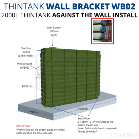 ThinTank Wall Bracket WB02 Against Wall Installation