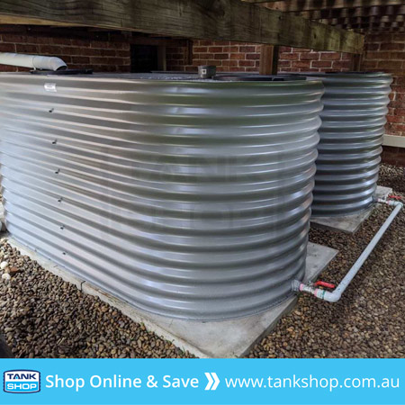 Two slimline steel tanks installed under deck