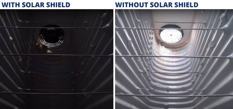 Demonstration: Sunlight blocked with solar shield